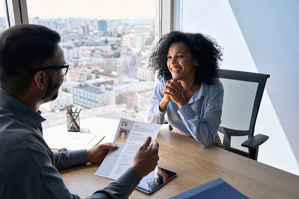 Woman attending job interview